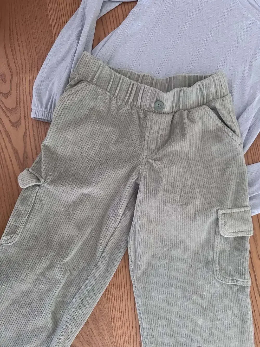 Cat & Jack Girls Corduroy Cargo Pants and Long Sleeve Shirt Set